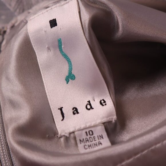 SILVER BROCADE DRESS 10 Jade Formal Cocktail Metallic Belted Cinched Classic - Picture 9 of 12